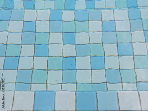 Blue tiles in the pool