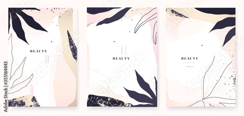 Universal artistic cards templates. Pastel pink brush strokes. Modern fashionable design. Good for cover, invitation, placard, brochure, poster, card, flyer and other.