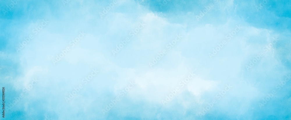 light Blue watercolor background hand-drawn with copy space for text	