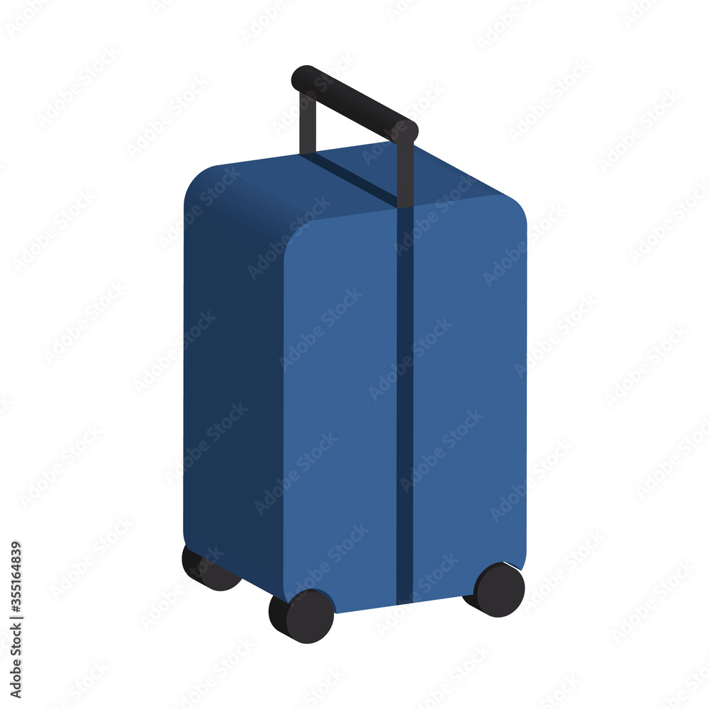blue suitcase on wheels with a handle. 3D style. blue suitcase on wheels with a handle. 3D style.