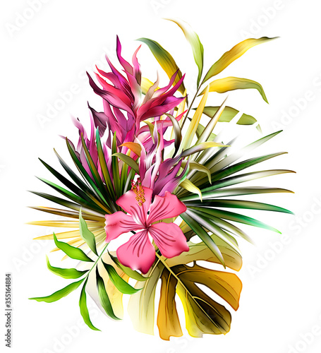 Bright tropical backgrounds with jungle plants. Exotic patterns with tropical leaves