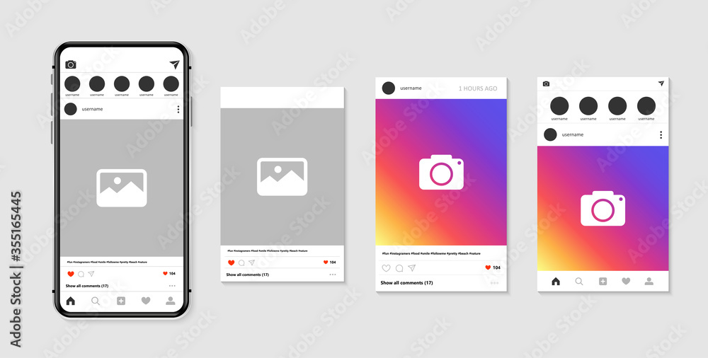 Smartphone mock up. Social network ads template. Social media app with