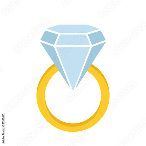 Abstract color shine diamond cristal ring icon for gemstone concept design