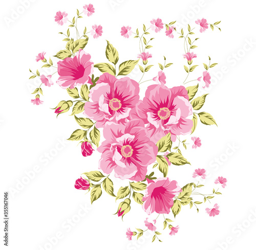 Wallpaper Mural Roses and daisy flowers with leaf on a white background Torontodigital.ca