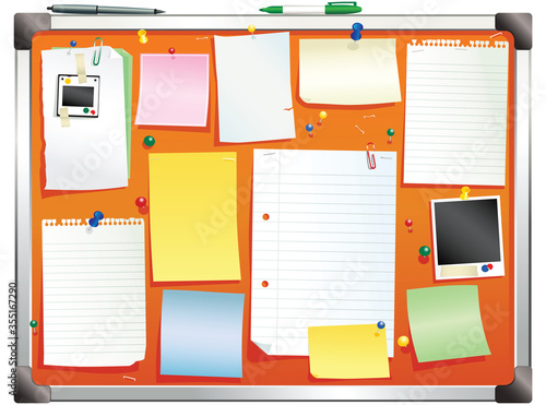 Alluminium framed orange bulletin board
