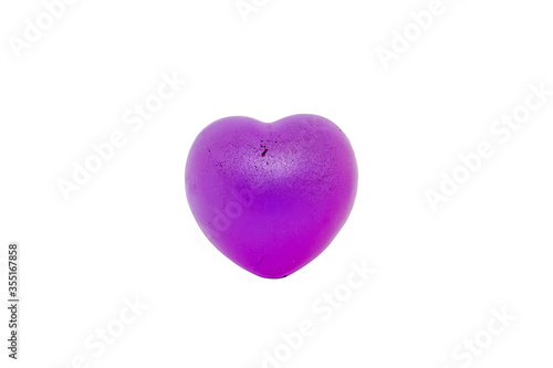Purple rubber heart or heart shape on white background with clipping path © Kriangsak