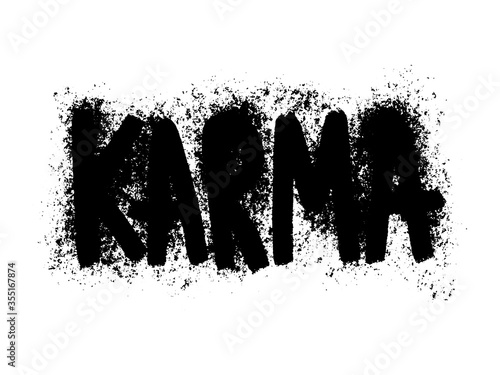 Karma. Sticker vector for social media post. Hand drawn illustration design. Grunge style. Good as poster, t shirt print, card, wallpaper, video or blog cover