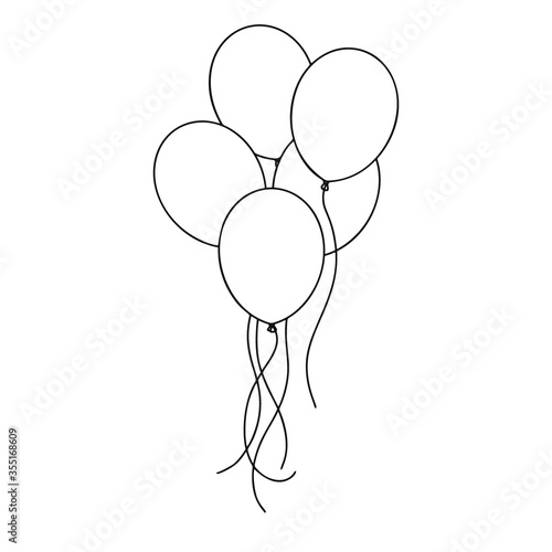 Different balloons. Inflatable balls on a string. Vector illustration