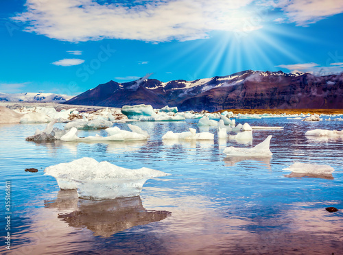 Northern sun illuminates the Ice Lagoon photo