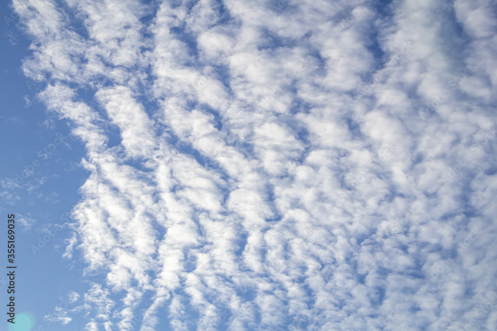 Deep blue sky and white cloud background.Altocumulus clouds. Deep blue sky and white cloud background.Altocumulus clouds.