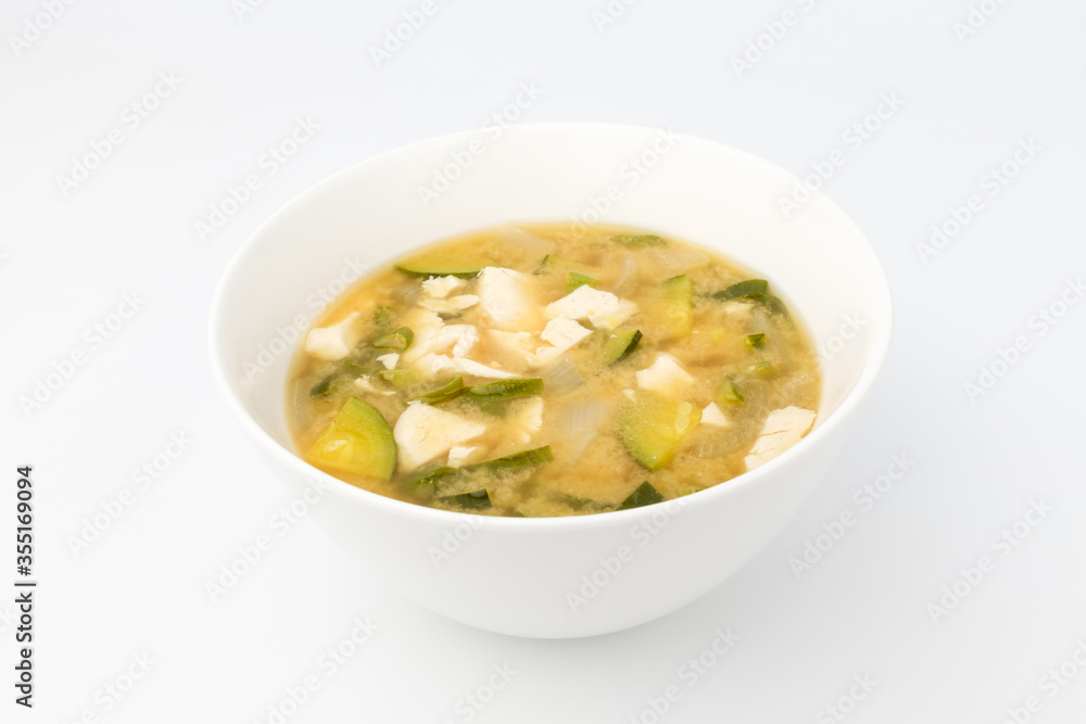 Miso stew on white background Miso stew on white background