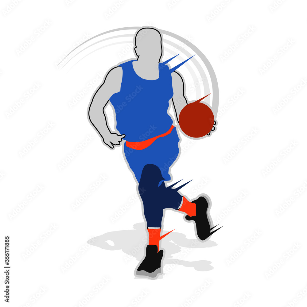Fototapeta premium Basketball player shape silhouette vector set action pose