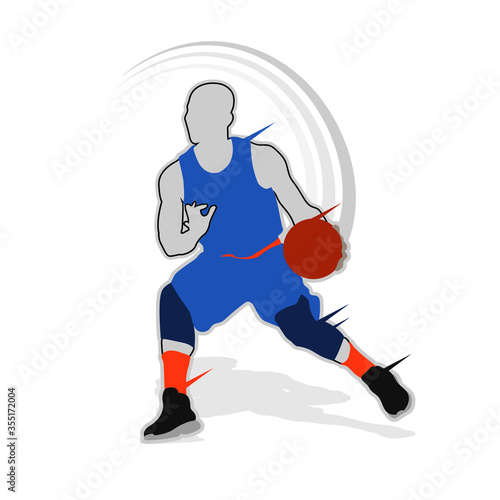 Basketball player shape silhouette vector set action pose