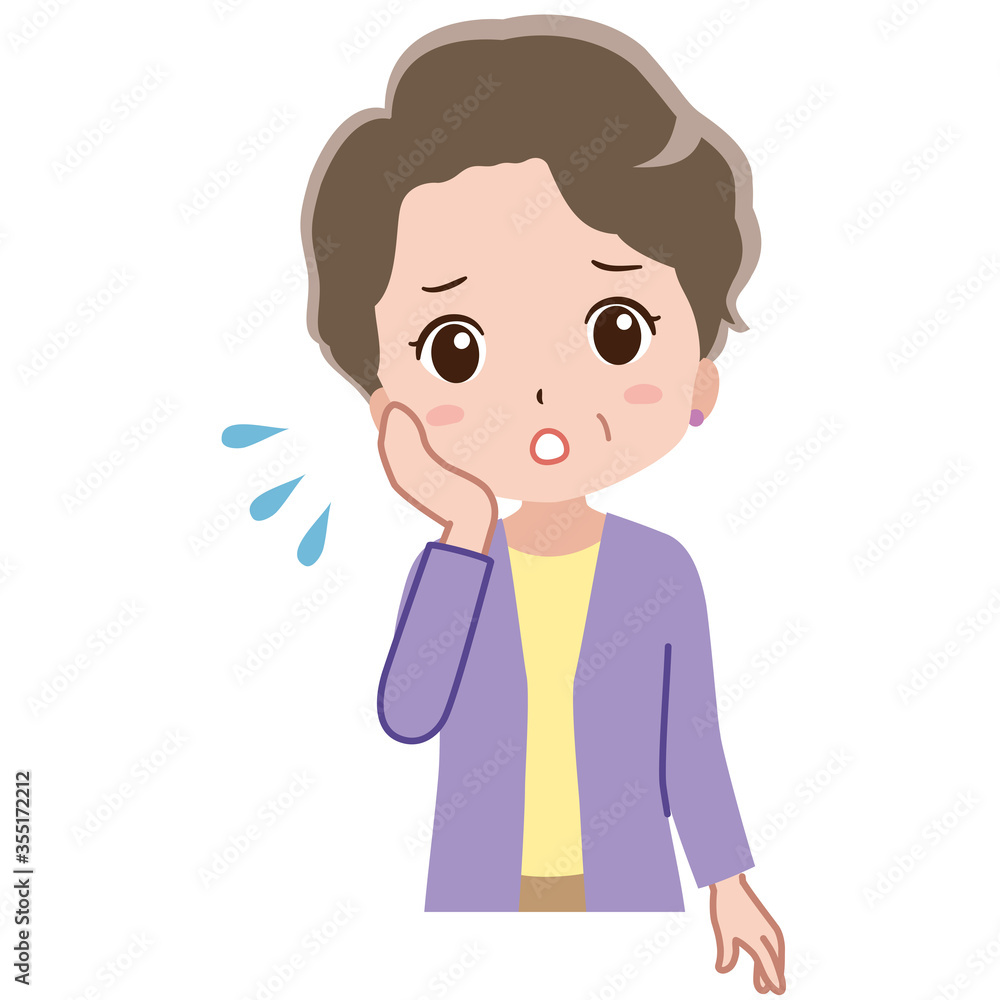 困っているおばあちゃんのイラスト