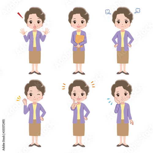 さまざまなポーズのイラスト　おばあちゃん