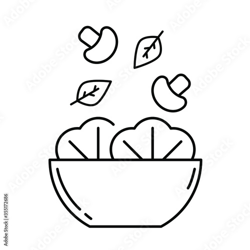 Salad in bowl vector icon. Healthy food illustration sign. eating symbol. diet logo.
