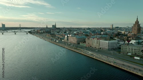 City panorama view with blue sky photo