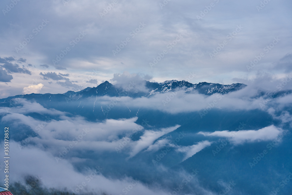 Landscape of snowy and foggy mountains at Gito Plateau, Rize, Black Sea / Karadeniz region of Turkey Landscape of snowy and foggy mountains at Gito Plateau, Rize, Black Sea / Karadeniz region of Turkey