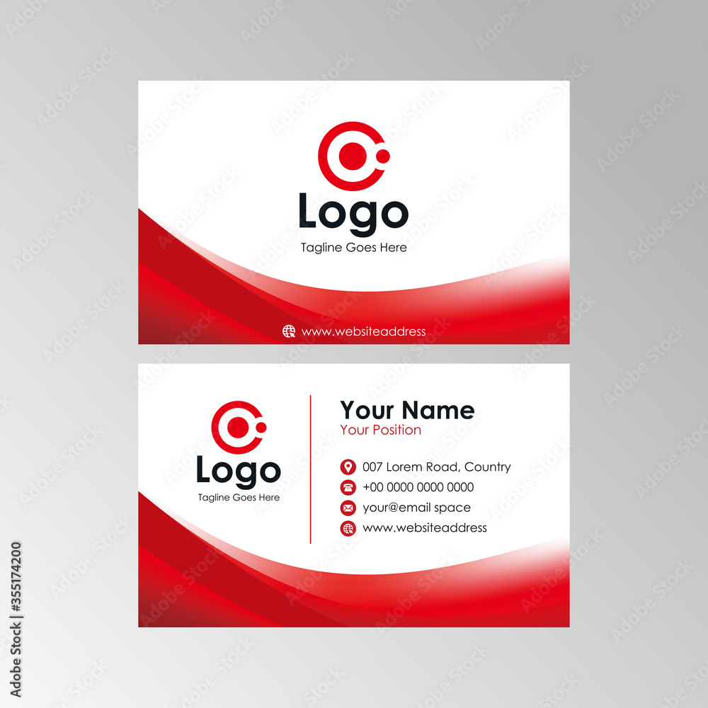 abstract stylish red wave business card design, professional name card template vector abstract stylish red wave business card design, professional name card template vector