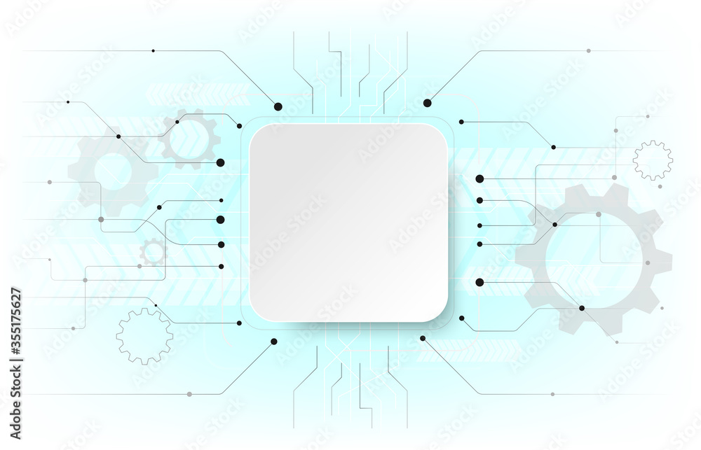 White Technology Vector Abstract style in Technology concept design an Electronic circuit board.