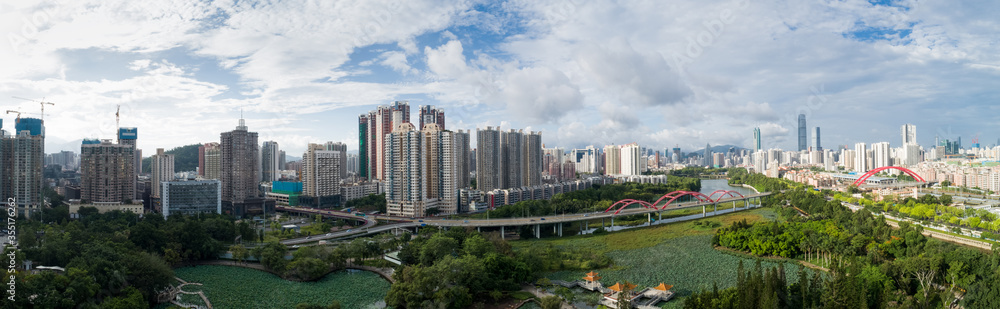 Aerial panorama view of shenzhen city,China Aerial panorama view of shenzhen city,China