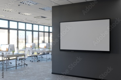 Office LCD display mockup. 3d illustration