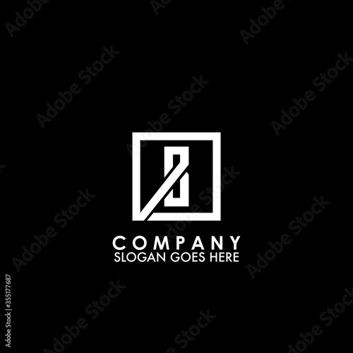Monogram Logo B initial letter looping linked square line shape design for business style design