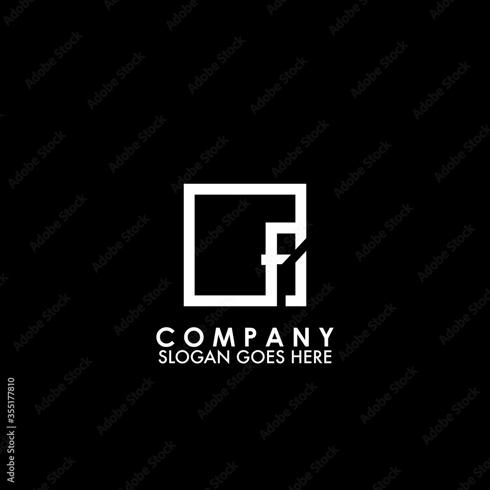 Monogram Logo F initial letter looping linked square line shape design for business style design Monogram Logo F initial letter looping linked square line shape design for business style design
