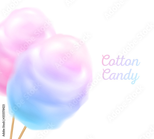 Colorful cotton candy on stick vector background.