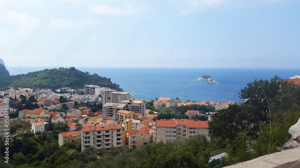 Adriatic sea and Petrovac town - Montenegro at summer