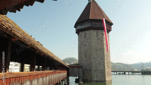 Empty bridge in Luzern, pan down - Coronavirus time photo