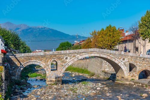 Riverside of Bistrica river in center of Prizren, Kosovo photo