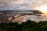 High view from Donostia-San Sebastian with Zurriola beach and Kursaal Auditorium at the Basque Country.	