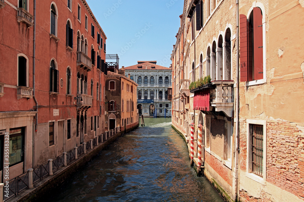 A small canal in Venice, Italy.