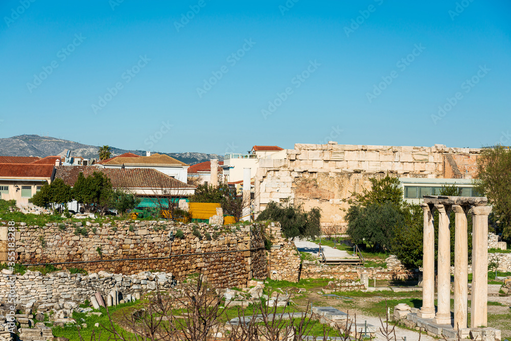 view of Historic Old Acropolis of Athens, Greece