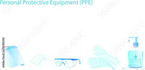 Standard Personal Protective Equipment (PPE) for Medical Staff. Coronavirus Concept. Flat Vector Illustration.
