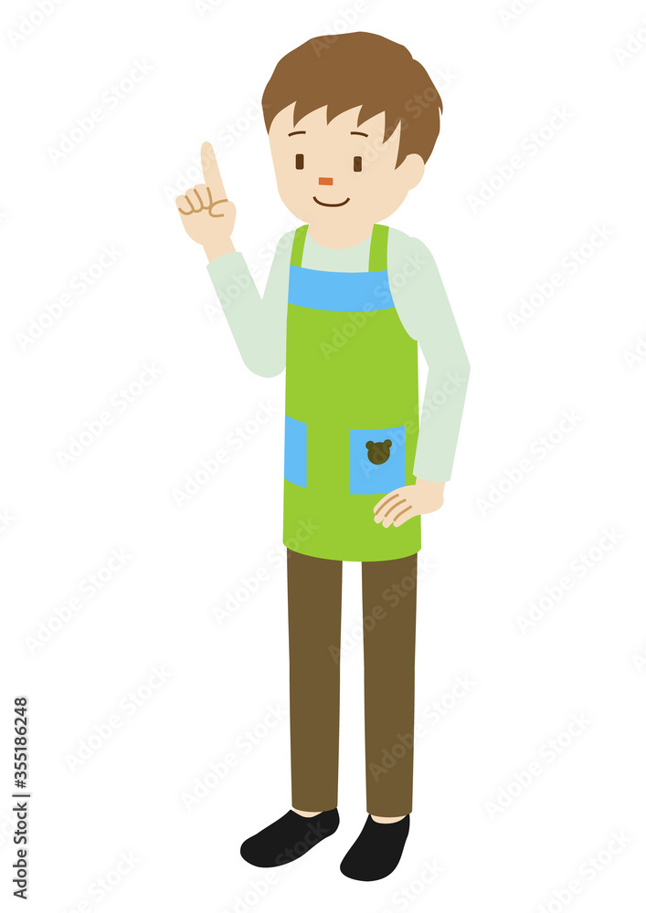 Illustration of a male nursery teacher standing Illustration of a male nursery teacher standing
