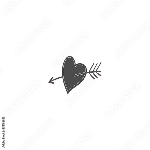 Heart with an arrow - doodle hand drawn vector illustration