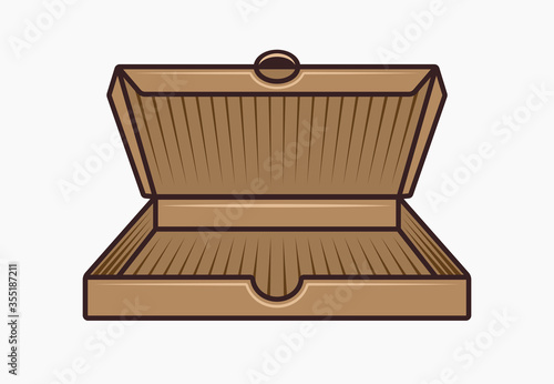 Open cardboard box for pizza vector illustration