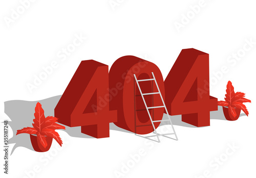 Page 404 , not found design template flat illustration, concept page website leaf , sign fulcolor for your business