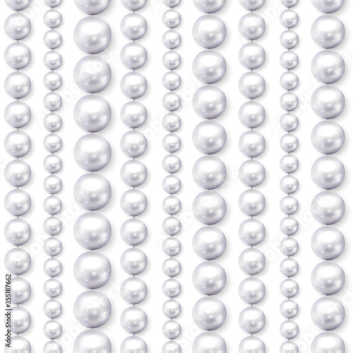 Realistic seamless background of multiple white pearl beads - vector eps10 illustration10 illustration