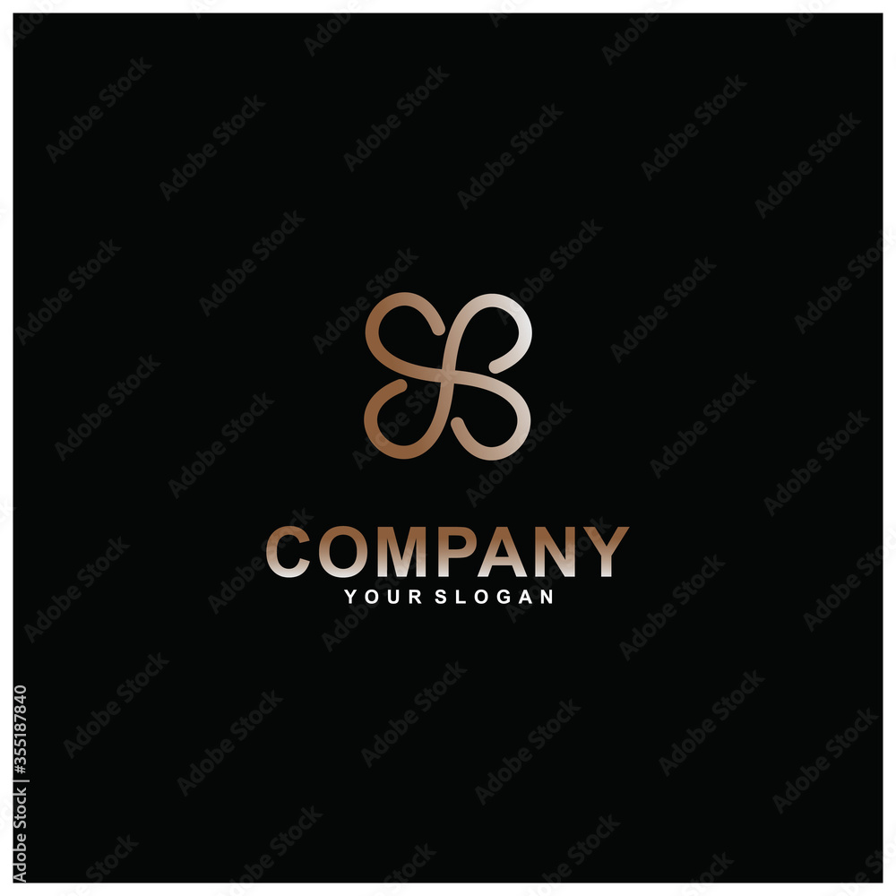 Luxurious Geometric Abstract Flower Logo. Creative Logo Design Template. Isolated on a Dark Background.