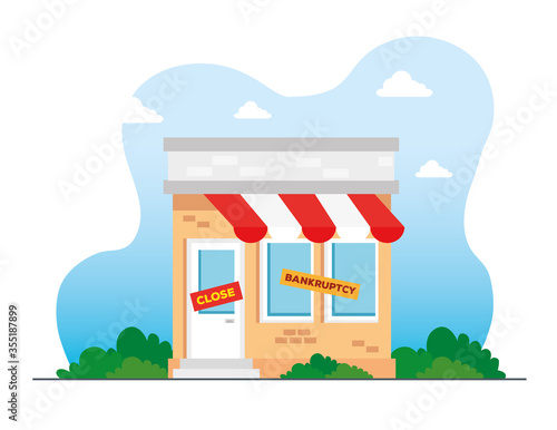 store shop in bankrupt and close, locked door on a business that has gone bankrupt