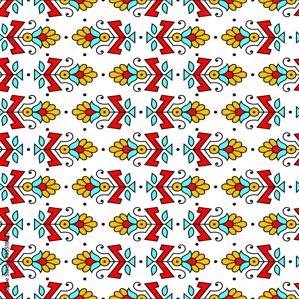 colorful vector abstract kalamkari block pattern background design
