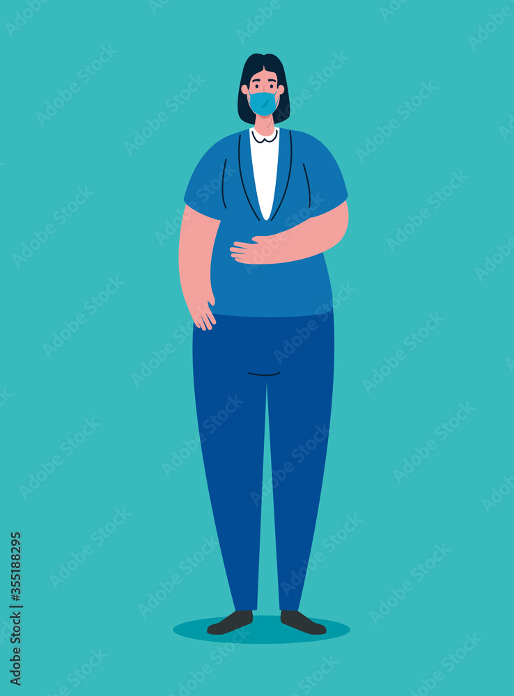 woman using medical protective mask against covid 19 woman using medical protective mask against covid 19