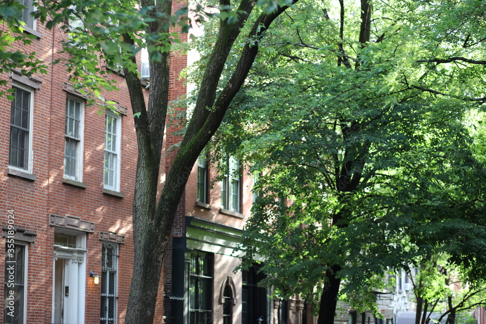 Fototapeta premium colorful houses in New York City west village manhattan