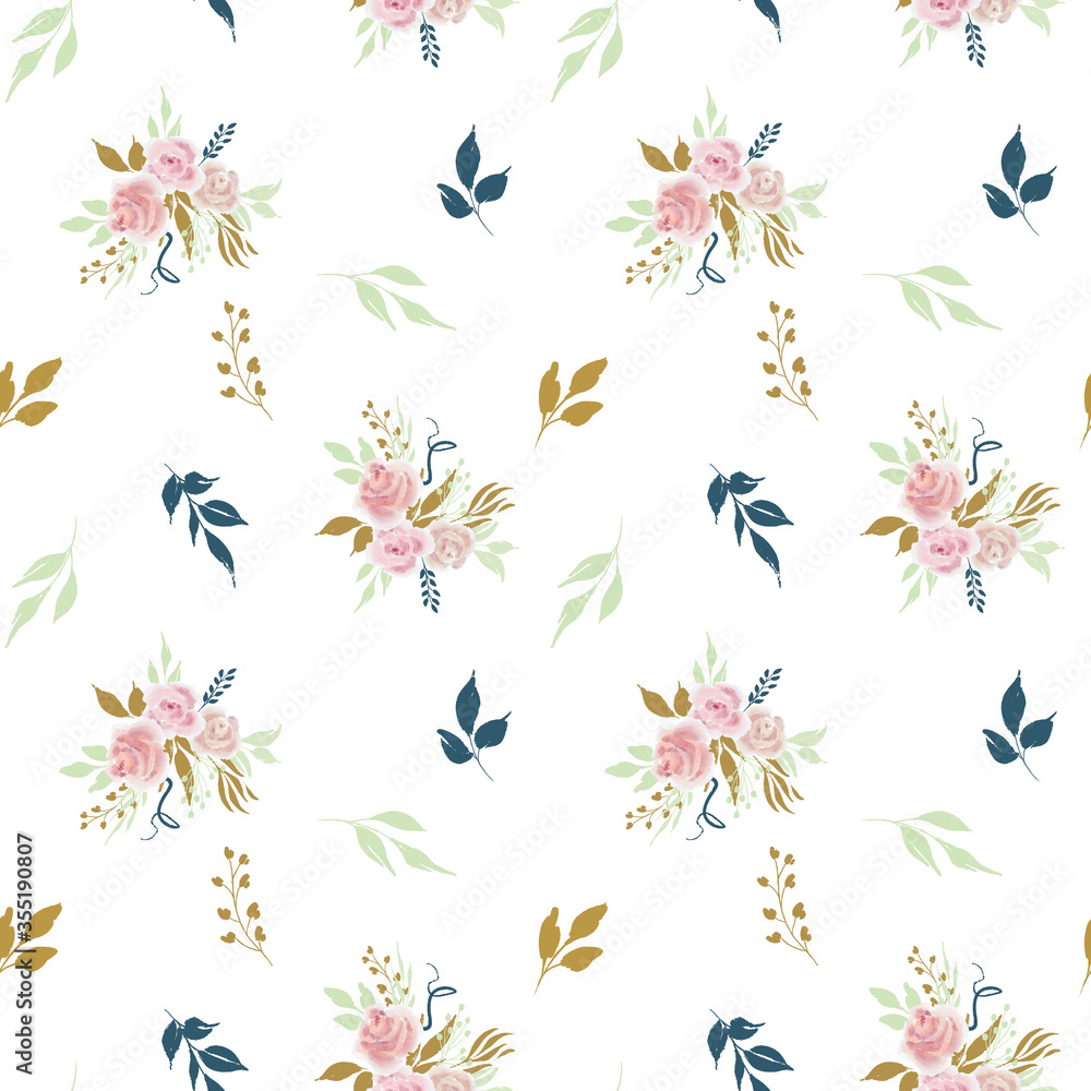 Seamless pattern with abstract rose flowers and leaves Seamless pattern with abstract rose flowers and leaves