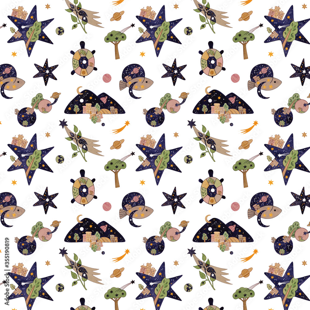 Fototapeta premium Pattern with stars and constellations