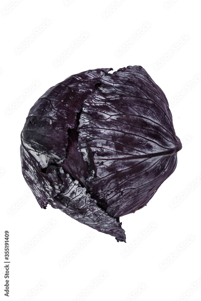 Fresh red or purple cabbage isolated on white background with clipping path. Macro photography of fresh vegetable, healthy food Fresh red or purple cabbage isolated on white background with clipping path. Macro photography of fresh vegetable, healthy food