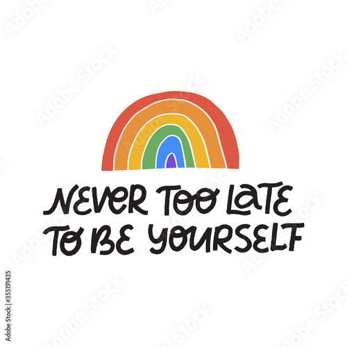 Pride day vector illustration. Positive hand drawn lettering. Inspirational trendy typography